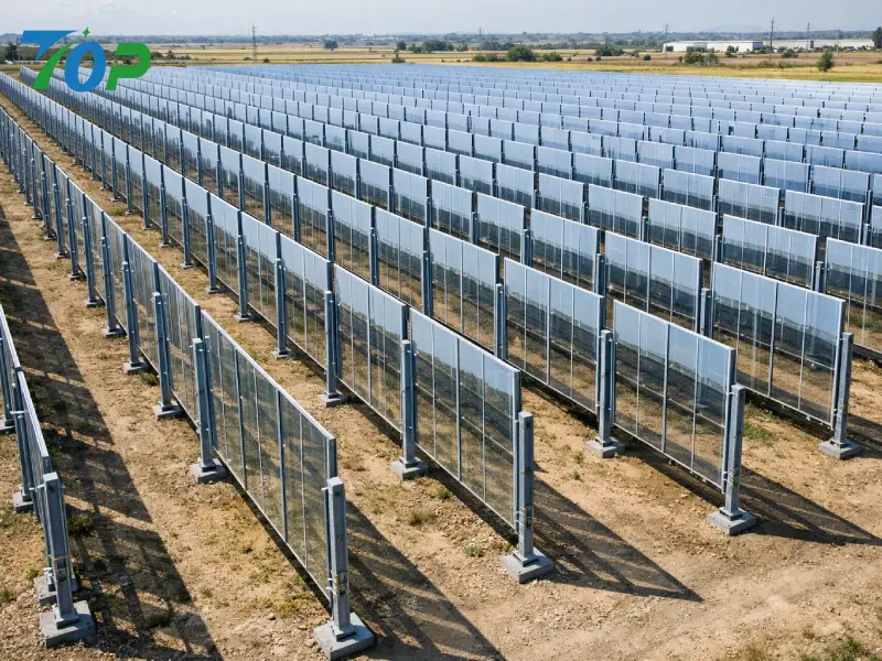 Sistem de montaj solar bifacial vertical: secretul unei utilizări mai mari a terenurilor cu 30%.